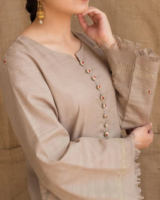 Dyot 002 Unstitched Luxury Dhanak Heavy Embroidered 3PC Suit