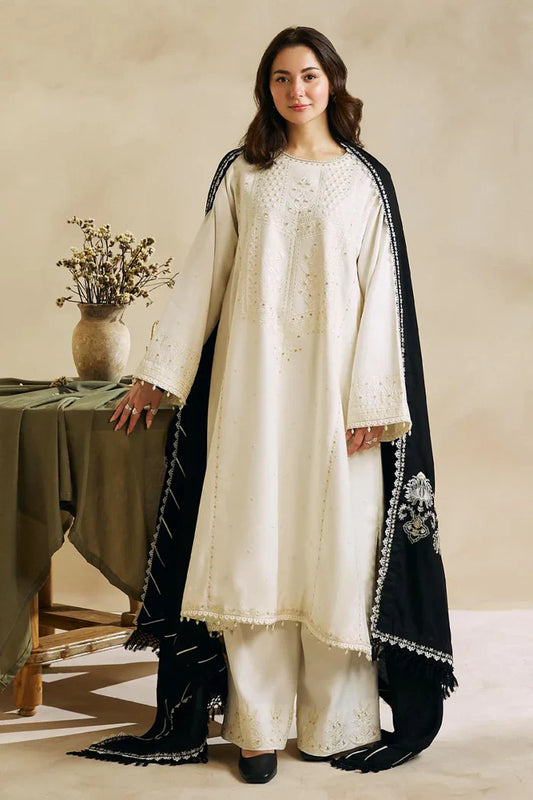 Zara Shahjahan 008 Unstitched Luxury Dhanak Heavy Embroidered 3PC Suit