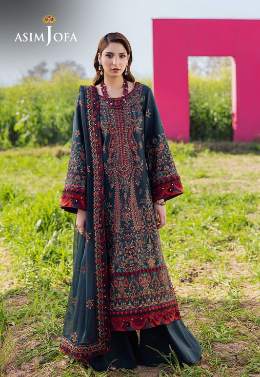 Asim Jofa 3PC Unstitched Luxury Lawn Heavy Embroidered Suit