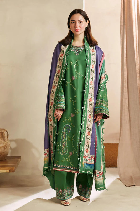 Zara Shahjahan 002 Unstitched Luxury Dhanak Heavy Embroidered 3PC Suit