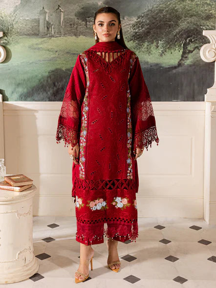 Parishay 3PC Unstitched Luxury Lawn Chikenkari Heavy Embroidered Suit