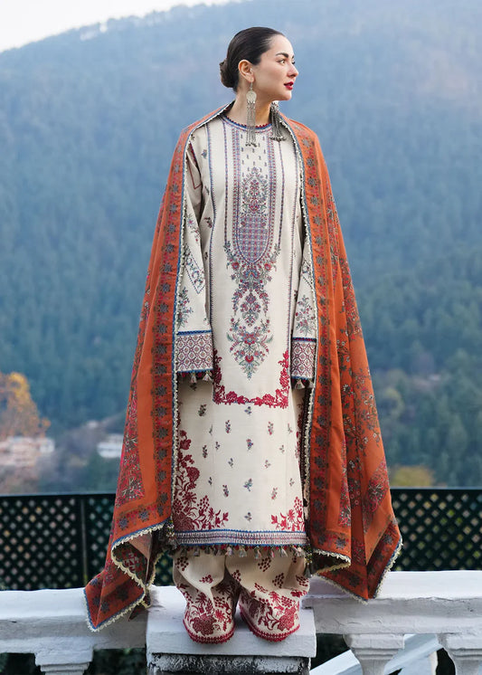 Hussain Rehar 3PC Unstitched Luxury Lawn Heavy Embroidered Suit