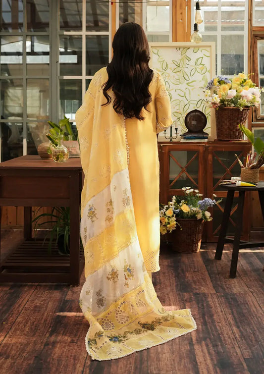 Kahf 3PC Unstitched Lawn Heavy Chikenkari Embroidered Suit With Ready To Wear Dupatta