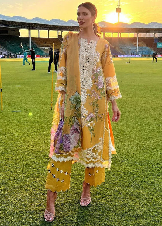 Elaf 3PC Unstitched Luxury Lawn Chikenkari Heavy Embroidered Suit
