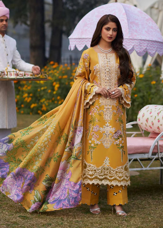 Elaf 3PC Unstitched Luxury Lawn Chikenkari Heavy Embroidered Suit
