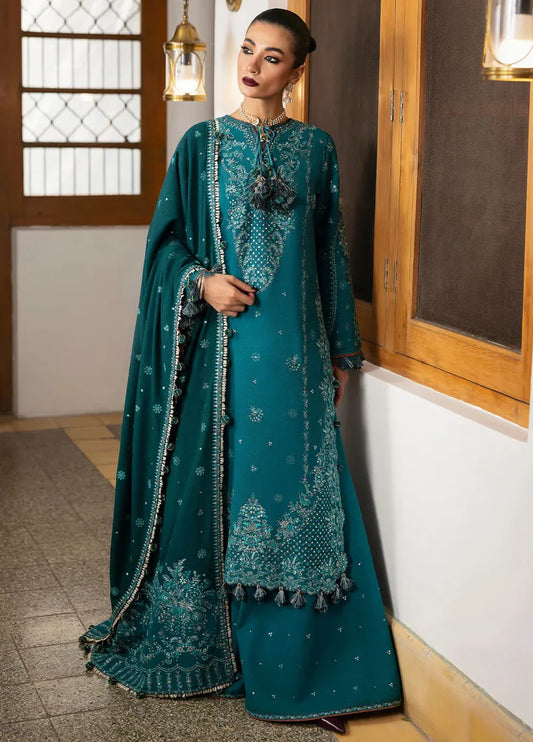 Hussain Rehar 3PC Unstitched Luxury Lawn Heavy Embroidered Suit
